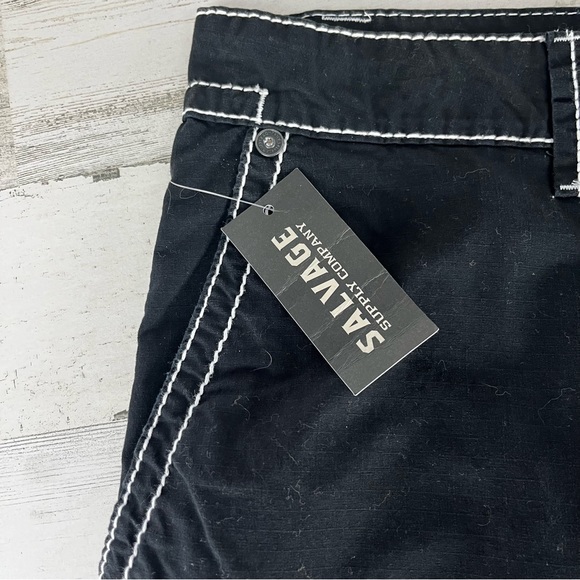Salvage Supply Co. Buckle Brand Men’s Shorts Size 38 Waist Black/White Stitch - Picture 4 of 11